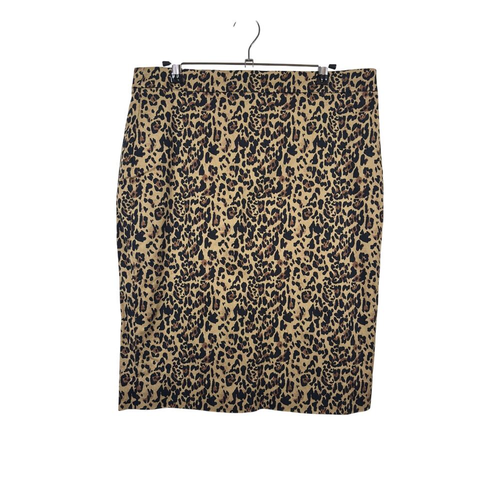 J. Crew No. 2 Pencil Skirt Womens 10 Tan Leopard Print Stretch Cotton